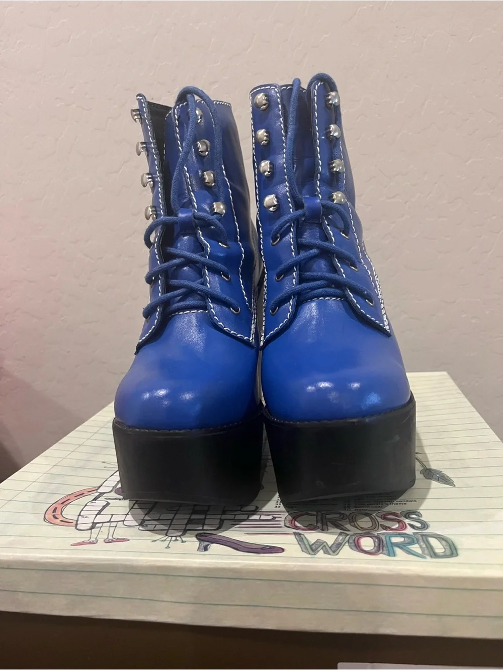 Jeffrey Campbell Tardy Blue Platform Ankle Boot